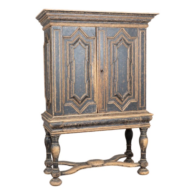 18th Century Black Baroque Swedish Cabinet For Sale