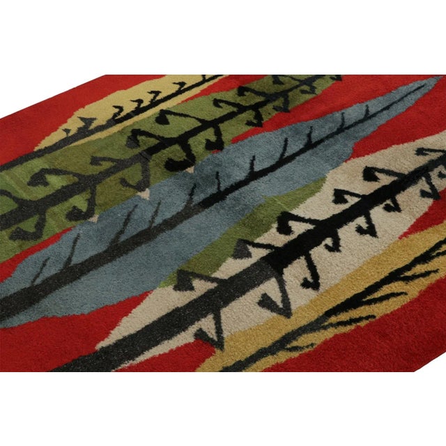 Rug & Kilim Vintage Zeki Müren Art Deco Rug, With Big Colorful Leaves, From Rug & Kilim For Sale - Image 4 of 7