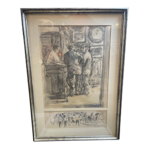 Late 19th Century Original Painting by A. De Parys Entitled “Bars End “ McSorleys and Avenue Ny