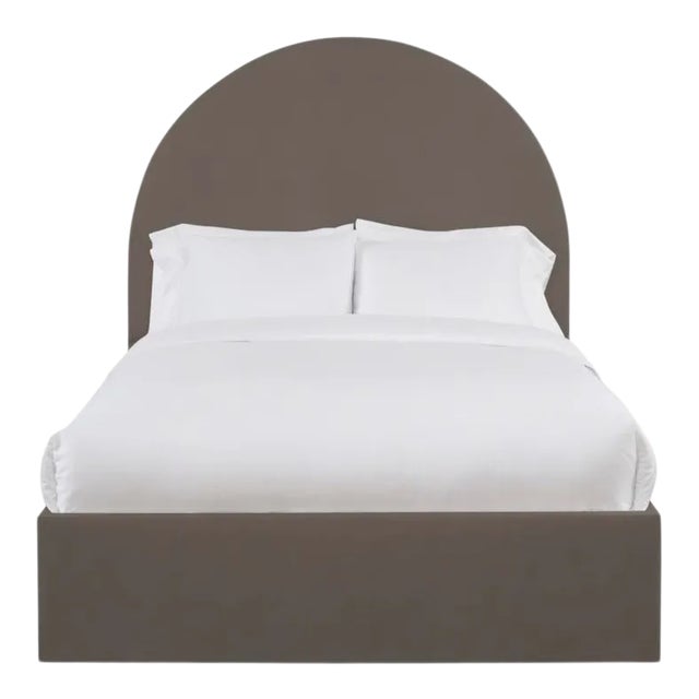 Poppy Queen Bedframe, Mushroom Velvet For Sale