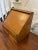 Unusual antique oak stationery cabinet with a sliding tambour front opening to reveal a fitted interior, original brass...