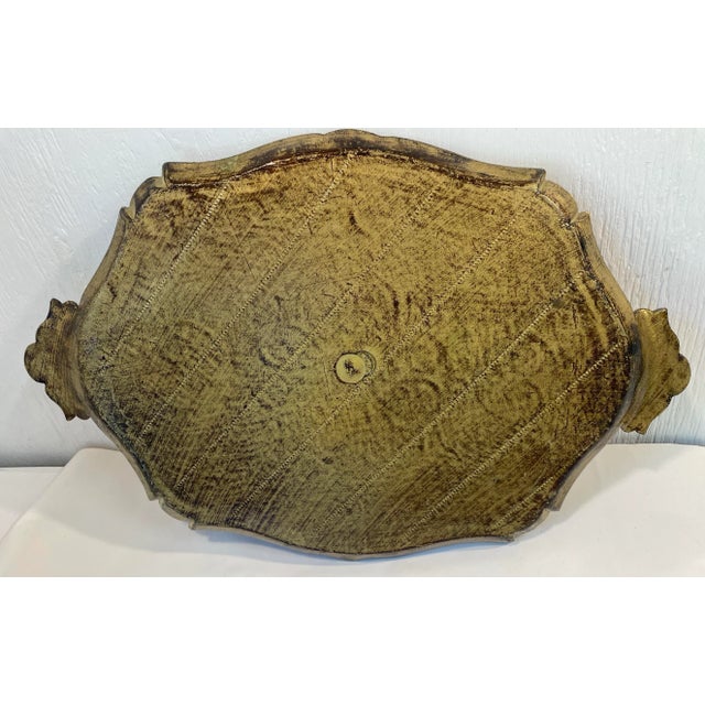 Mid 20th Century Vintage Italian Florentine Gilt Wood Tray For Sale - Image 5 of 5