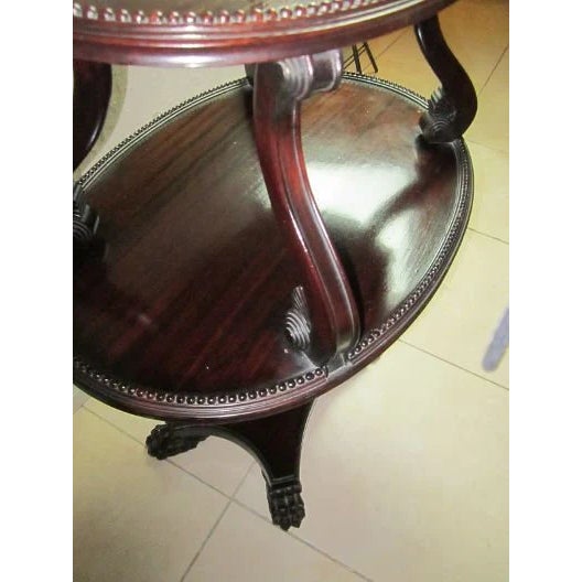 Vintage Dark Tone Wood Two Tier Accent End Side Table Claw Legs For Sale In Naples, FL - Image 6 of 9