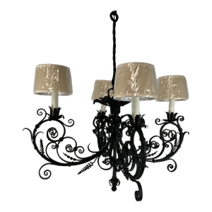1920's Hand Forged Iron Chandelier