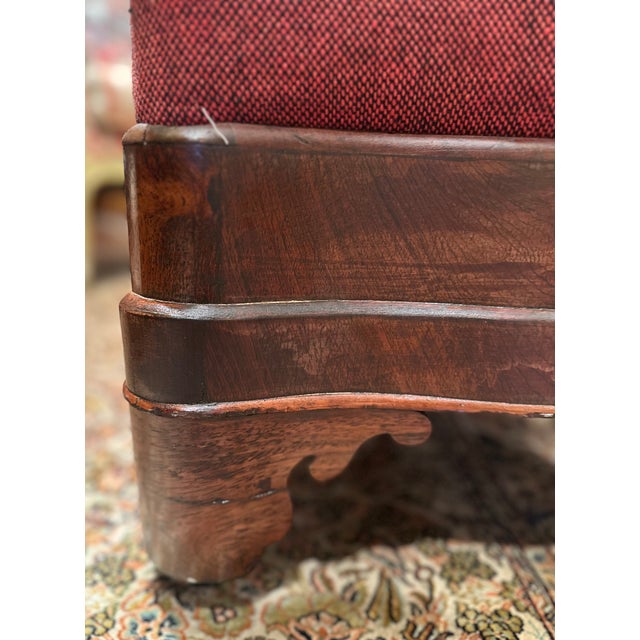 Antique American Empire Serpentine Mahogany Footstool Ottoman For Sale - Image 12 of 14
