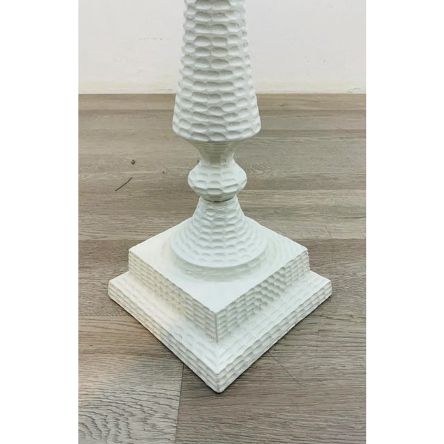 Stylish Currey & Co. Hammered White Metal Accent Table