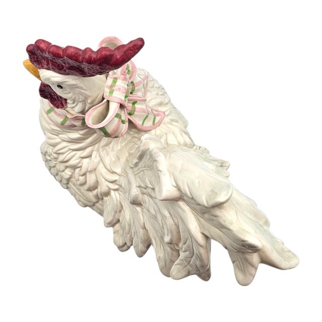 Kaldun & Bogle Large Hand-Painted Ceramic Rooster Figurine, Country Farmhouse Style For Sale - Image 9 of 13