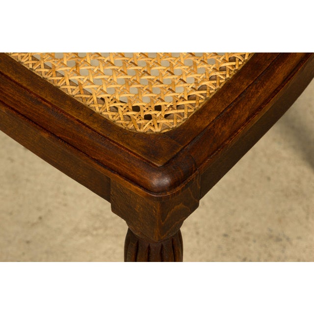 Brown 1930s Set of Six French Art Deco Carved Maple & Cane Dining Chairs For Sale - Image 8 of 18