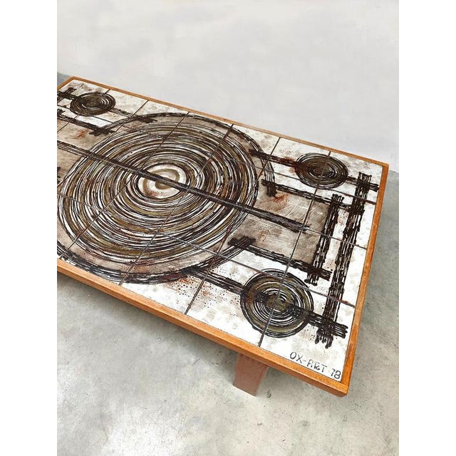 1970s Vintage Danish Teak and Ceramic Coffee Table from Salontafel Keramiek Ox-Art Trioh, 1970s For Sale - Image 5 of 9