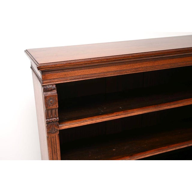 Wood Antique Victorian Walnut Open Bookcase, 1870s For Sale - Image 7 of 11