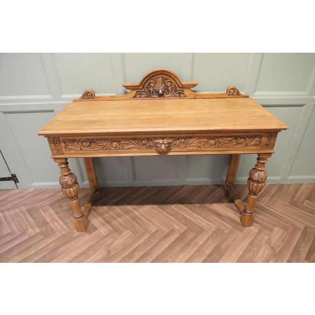 Green Man Carved Golden Oak Hall Table in Oak For Sale - Image 4 of 8