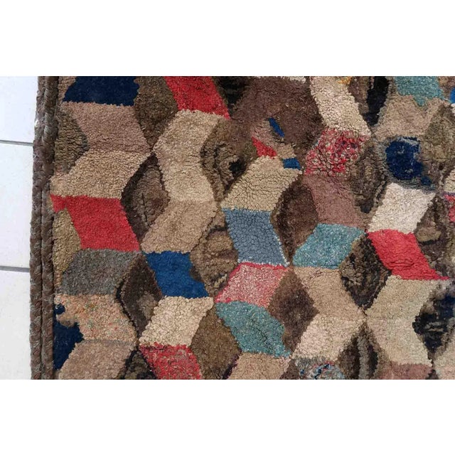 Textile 1880s Handmade Antique American Hooked Rug 3.1' X 5' For Sale - Image 7 of 11