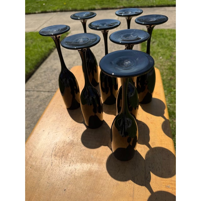 1960s Libby Crystal Black Amethyst Champagne Glasses - Set of 8 For Sale - Image 12 of 12