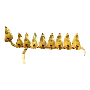 Chanukah, Hanukkah Menorah Vintage Art Nouveau Leaf Gold Candleholder Stand