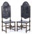 Pair of high-backed chairs portuguese, 19th century, in carved and turned chestnut wood, seats and backs in tooled leather...