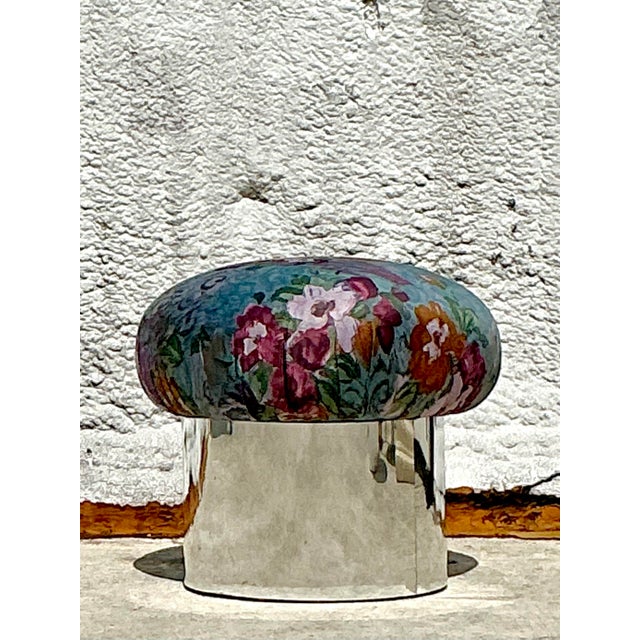 Wood Vintage Boho Swivel Ottoman After Thayer Coggin For Sale - Image 7 of 7