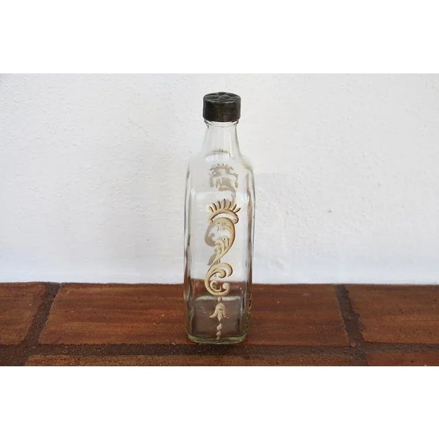 Early 20th Century Antique Art Deco Enameled Glass Brandy Bottle Depicting Birds and Flowers For Sale - Image 5 of 9