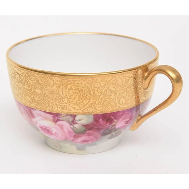 1920s Set of 12 Hand-Painted and Gilt Encrusted Cup and Saucers, 24 Pieces Total For Sale - Image 5 of 11