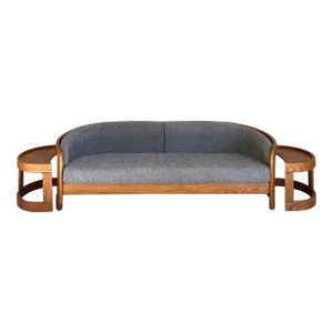 Newly Upholstered Vintage Curved Sofa by Flexsteel