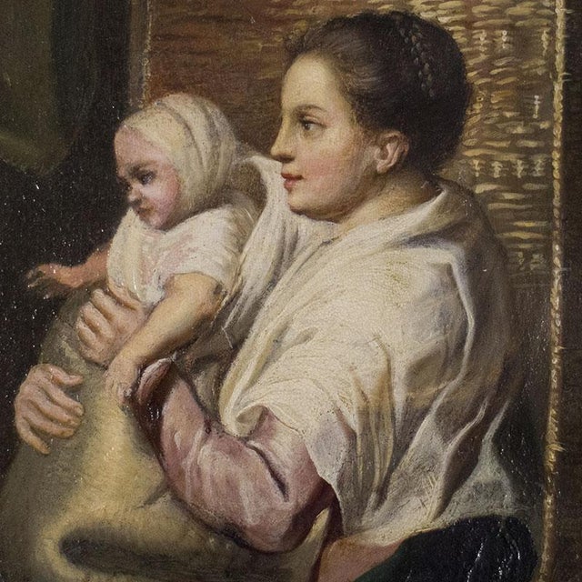 Jacob Jordaens, Madonna with Child, Anna, Joachim and Infant Saint John, 1800s, Oil Painting on Copper, Framed For Sale - Image 4 of 8