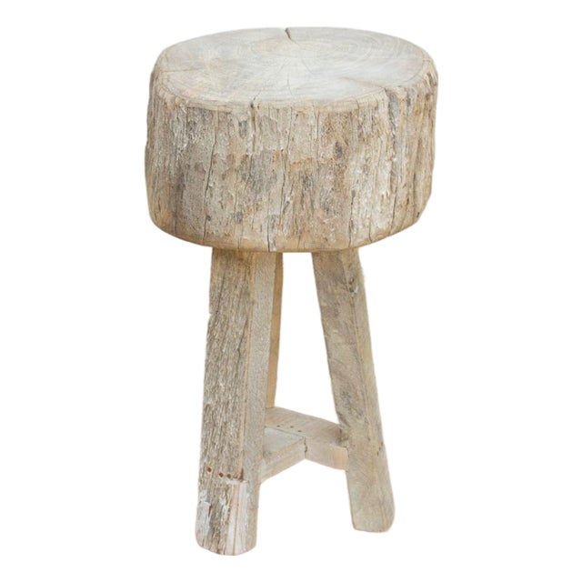 Rustic Round Table W/Thick Slab Top For Sale