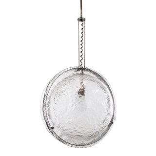 1970 Italy Mazzega Large Murano Glass & Chrome Sculptural Pendant For Sale