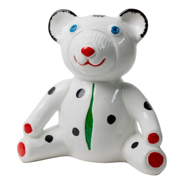 Vintage Ceramic Money Box in Teddy Bear Shape, Italy, 1980s For Sale