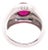 14 Karat White Gold Dome Ring With Garnet Cabochon and Diamond Accents For Sale