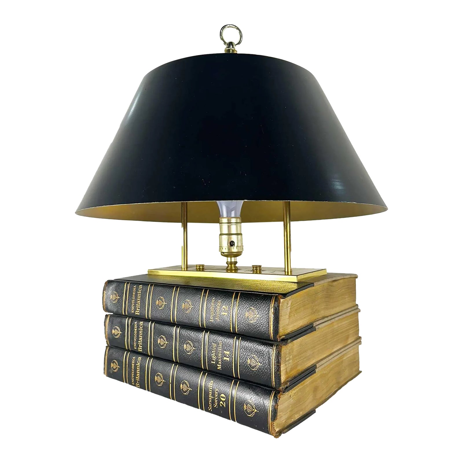 Mid Century Encyclopedia Britannica Leather Book Stack Table Lamp ...