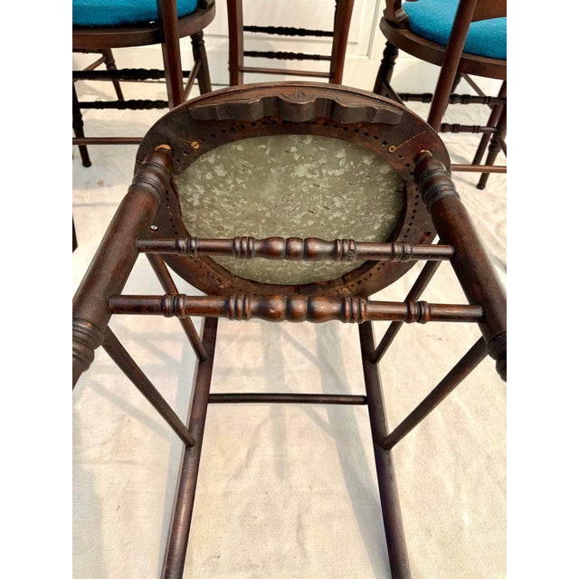 Set of 6 Antique Victorian Eastlake Walnut Dining Chairs With Burled Shield Backs For Sale - Image 14 of 15