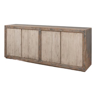 Transitional Reclaimed Pine Sideboard, 90" - Soft Grey Two-Tone For Sale