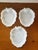 This is a Set of 3 Milk Glass Strawberry Shaped Candy or Trinket Dishes. Each It measures 1" high, 6 1/2" long and 5 1/2"...