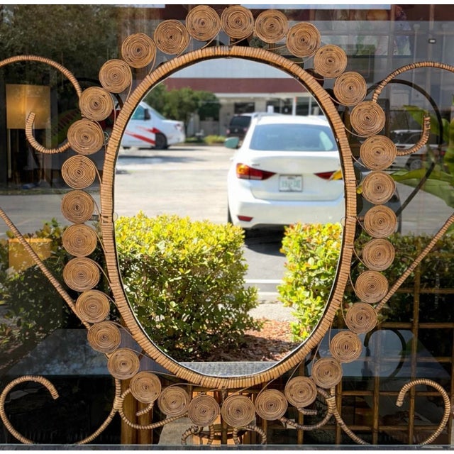 1970s 1970's Wicker & Rattan on Iron Frame, Vanity For Sale - Image 5 of 13