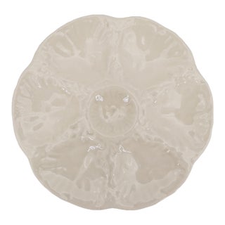 French White Majolica Gien Oyster Plate For Sale