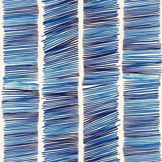 Hash Marks Wallpaper by Susan Hable in Caribbean Blue For Sale