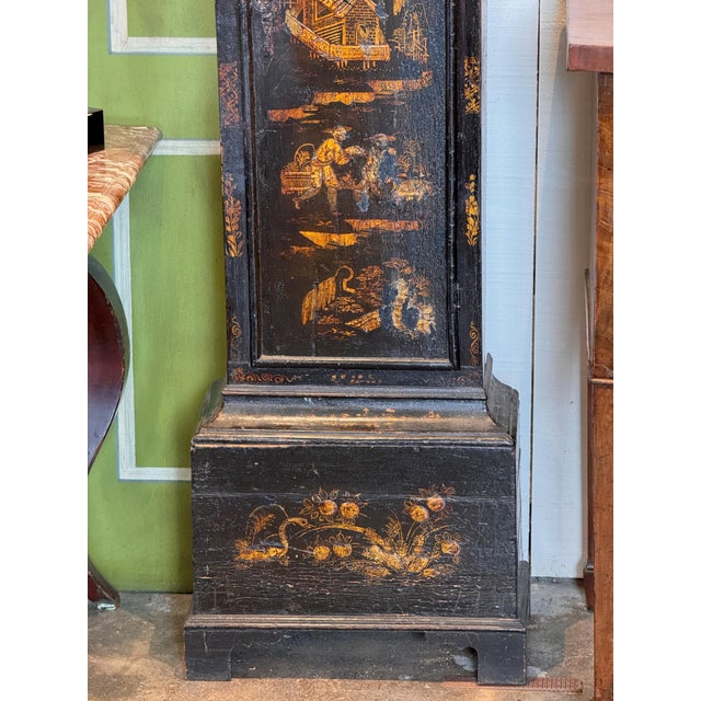 Wood George III Chinoiserie Lacquered Longcase Clock by Joseph Fordham of Braintree For Sale - Image 7 of 10