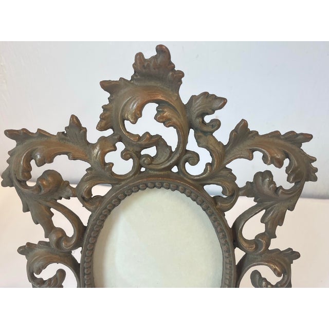 Metal Antique Brass Picture Frame For Sale - Image 7 of 7