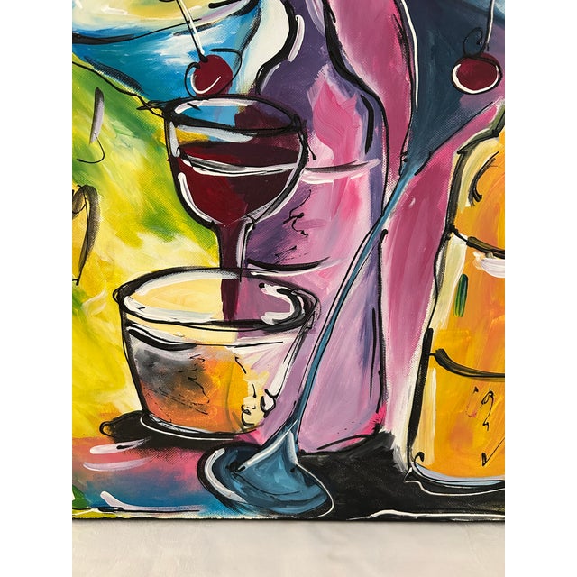 "Cocktail Hour" Mid-Century Painting on Canvas For Sale - Image 4 of 8