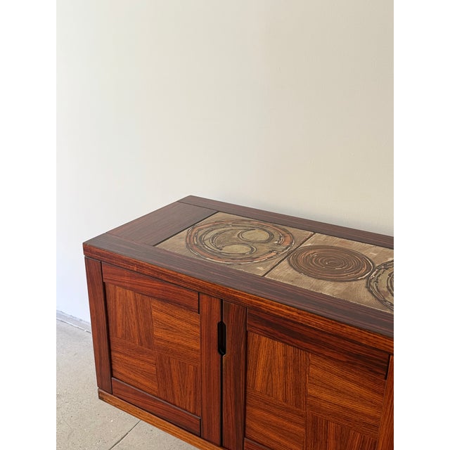 Wood Rosewood Credenza With Ceramic Tile Top, Poul H. Poulsen for Gangsø Møbler, Denmark, C. 1970s For Sale - Image 7 of 12