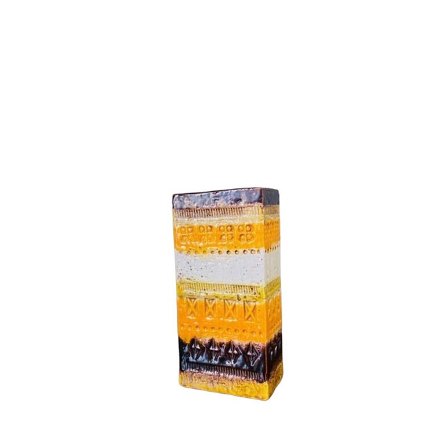 Aldo Londi for Bitossi Rectangular Vase in Hard to Find Mustard and Brown For Sale In Los Angeles - Image 6 of 8