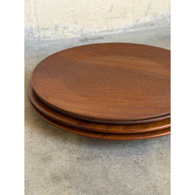 Mid-Century Modern Teak Plates Set of 4 Danish Mid-Century Modern Vintage For Sale - Image 3 of 13