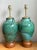 Late 20th Century Vintage Green Glazed Ceramic Table Lamps - Pair For Sale - Image 5 of 12