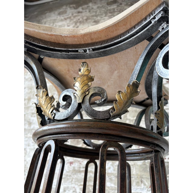 Metal Vintage Marble Top Iron Pedestal Column For Sale - Image 7 of 10