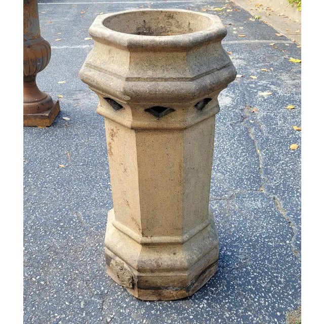 Antique Scottish Salt-Glazed Octagonal Chimney Pot, 31” Tall For Sale - Image 4 of 9