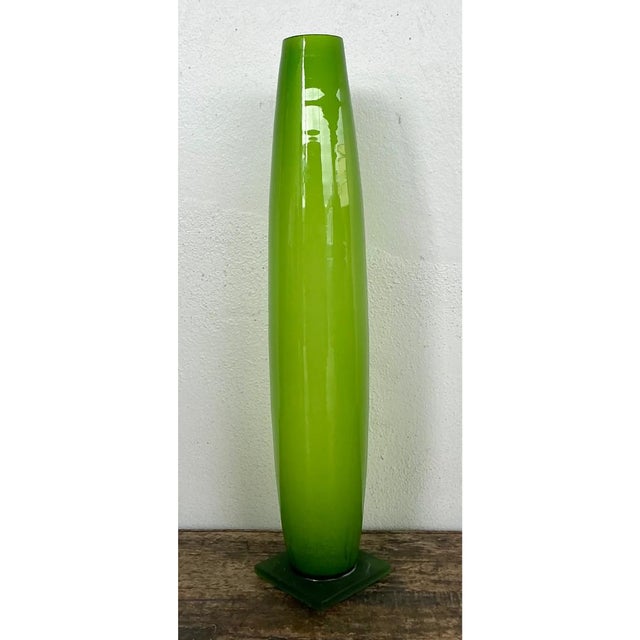 Vintage Tall Green Glass Vase For Sale In West Palm - Image 6 of 12