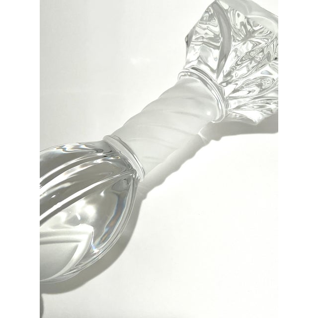 St Louis “Flore Et Pomone” French Lead Crystal Candlestick, Frosted Spiral Stem For Sale - Image 14 of 16