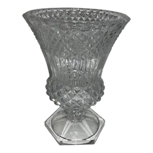 1950s Val Saint Lambert Crystal Vase With Cut Detailing