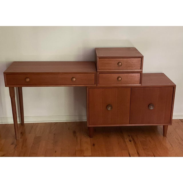 Vintage Mengel Permanized Furniture Modular Four Piece Desk MidCentury Modern, Circa 1950's