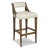 An upholstered back is situated above an upholstered seat with welt trim that is elevated over four squared tapering...