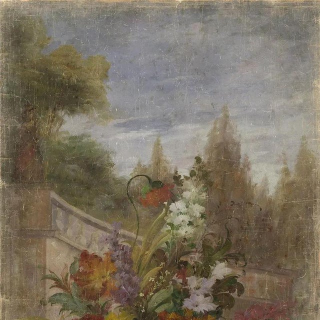 Panoramic Floral Wall Decor on Canvas, 19th Century For Sale - Image 3 of 7